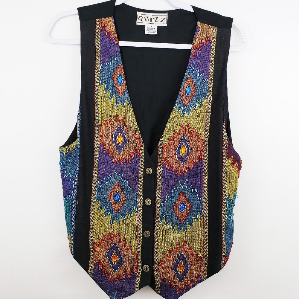 Quizz  Womens M Vintage Beaded Vest